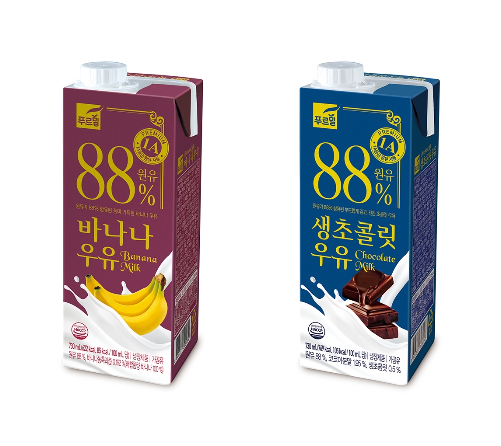 푸르밀, 프리미엄 가공유 ‘88우유’ 바나나∙생초콜릿 2종 출시