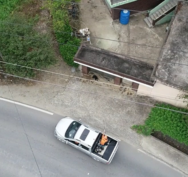 유기견 포획.(사진제공=경남 진주소방서)