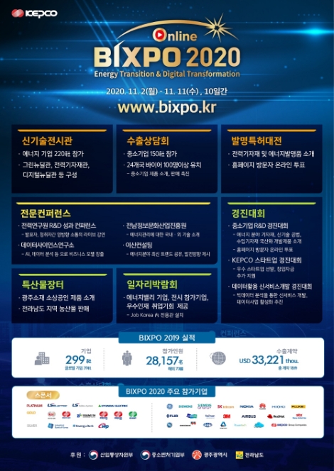 한전, 글로벌 에너지엑스포 ‘BIXPO 2020’ 온라인 전시회 개최