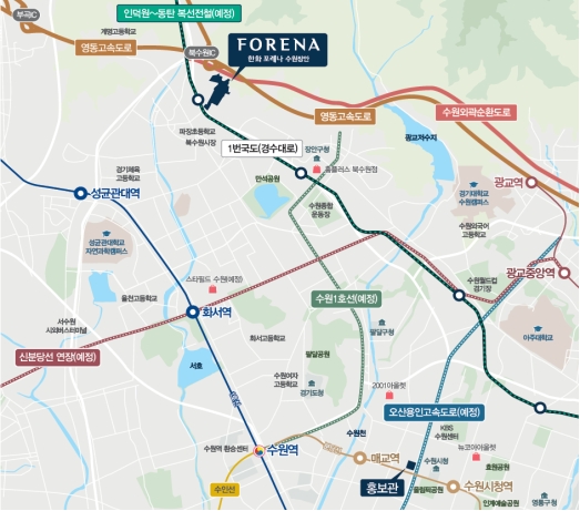 한화 포레나 수원장안 광역 위치도