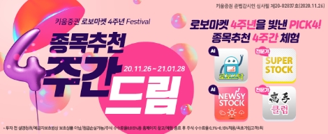 키움증권, 로보마켓 4주년 기념 ‘종목추천 4주간 드림’ 이벤트 실시