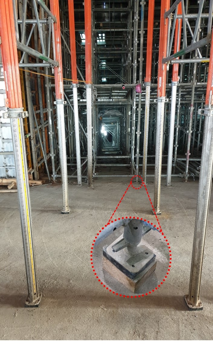 현장에 적용한 시스템 서포트 모니터링 기술.(사진=롯데건설)