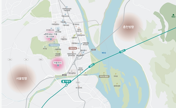 가평자이, e편한세상 가평 퍼스트원 위치도