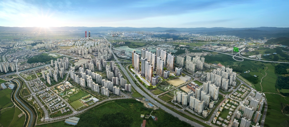 평택 지제역 동문굿모닝힐 맘시티 2차 항공조감도.(사진=동문건설)