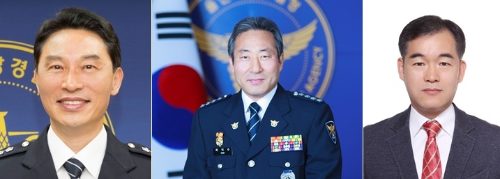 (사진왼쪽부터 공공안전부장 박천수/수사부장 최익수/자치경찰부장 김종철).(사진=부산경찰청)