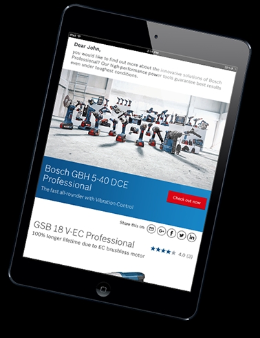 전문가용 전동공구 뉴스레터 서비스. (사진= 보쉬 전동공구)