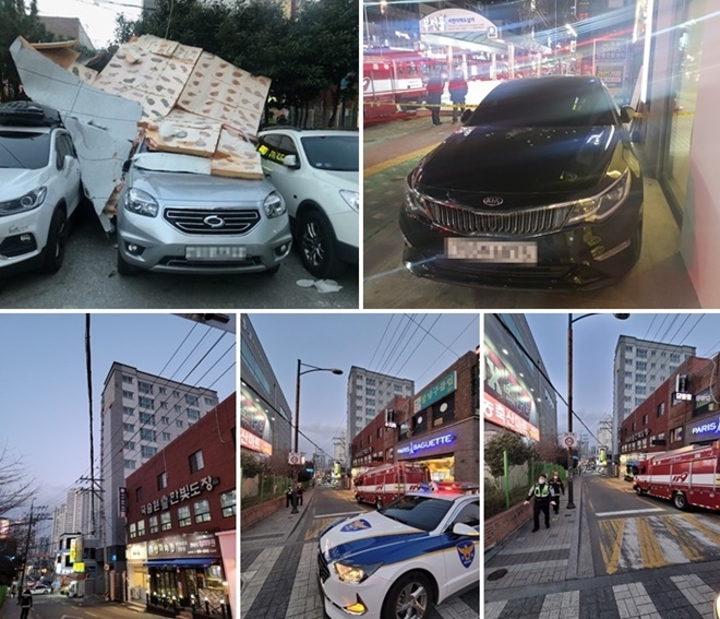 부산지역 강풍피해.(사진제공=부산경찰청)