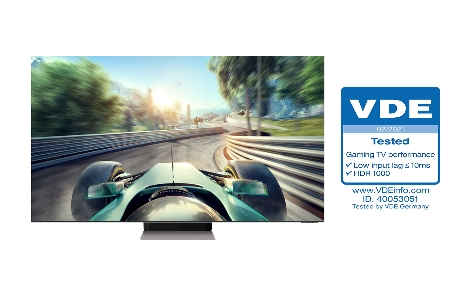Neo QLED TV 제품 이미지와 '게이밍 TV 성능' 인증 로고. 사진=삼성전자