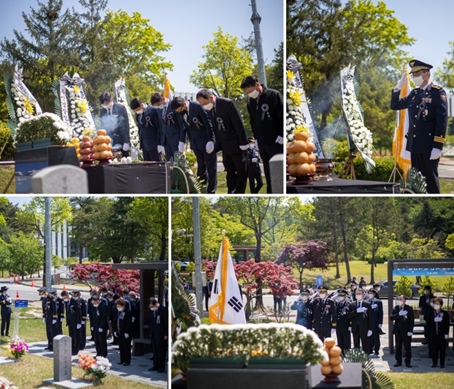 5월 3일 오전 11시 국립대전현충원 경찰묘역에서 거행된 「제32주기 5‧3동의대 사건 순국경찰관 추도식」.(사진제공=부산경찰청)