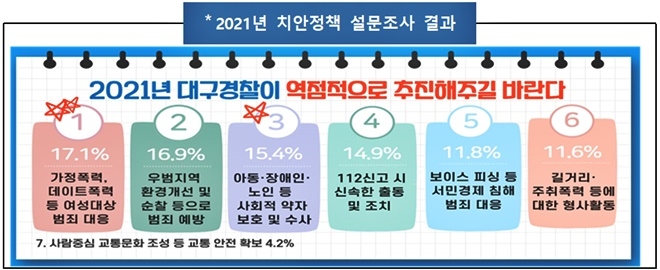 2021년 치안정책 설문조사 결과.(제공=대구경찰청)