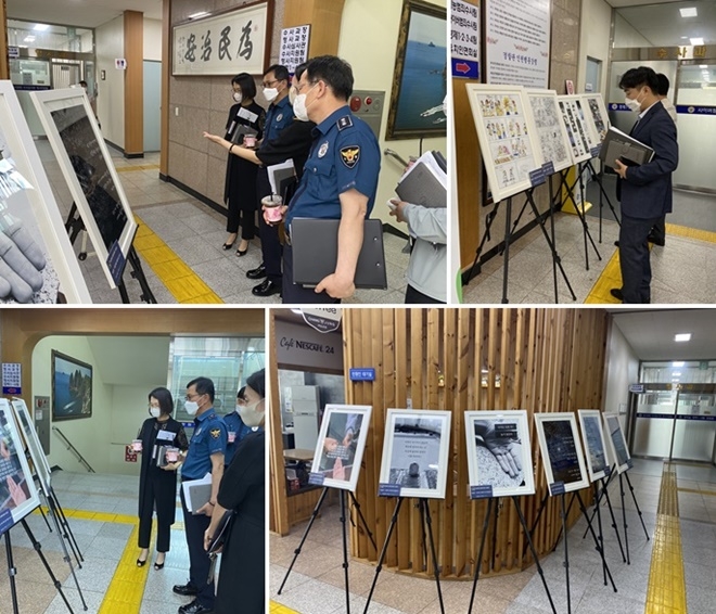 6월 14일∼18일(5일간) 경찰서 1층 로비에서 “학교폭력·성폭력 멈춰! 공모전” 수상작 전시회를 열고 있다. (사진제공=창원중부경찰서)