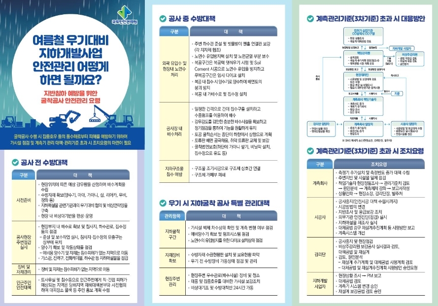 여름철 우기대비 지하개발사업 안전관리 요령 리플릿.(사진=국토안전관리원)