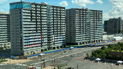 16일 일본 도쿄도 주오구 하루미의 도쿄올림픽 선수촌 거주동 전경. 사진=연합뉴스