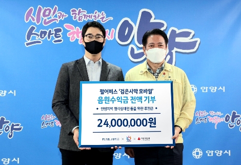 좌측부터 김덕영 펄어비스 인사문화실 실장, 최대호 안양시장. 사진=펄어비스