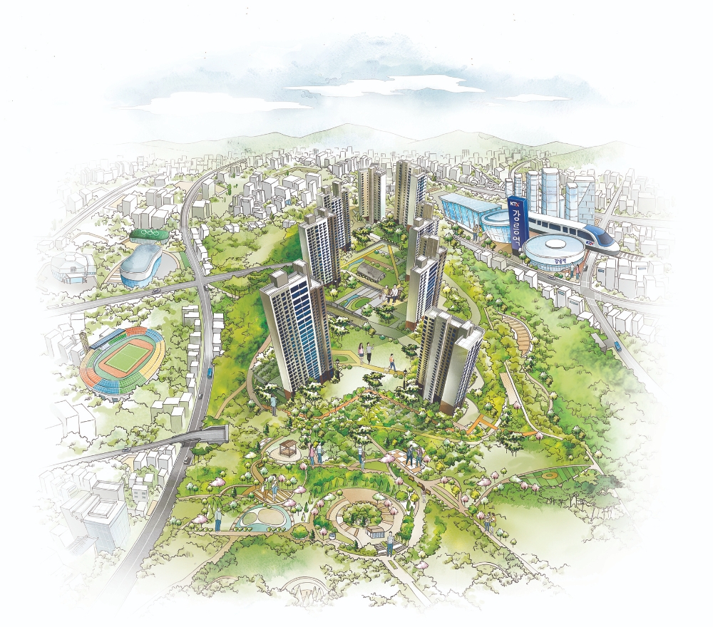 교동 하늘채 스카이파크 일러스트 조감도