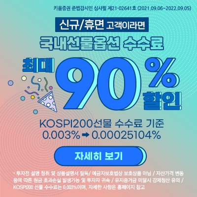 키움증권 ‘국내선물옵션 수수료 최대 90% 할인 이벤트’ 실시