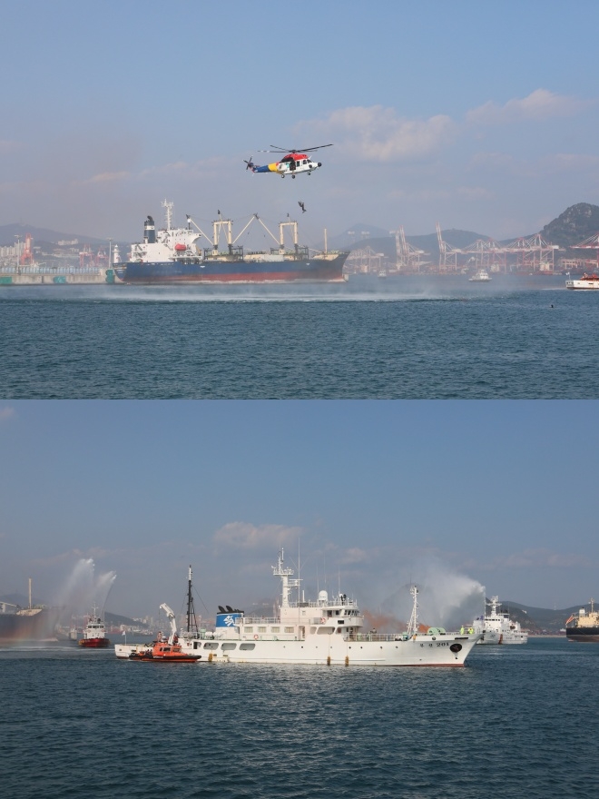 부산항 통합 해양사고 대응훈련.(제공=부산해양경찰서)