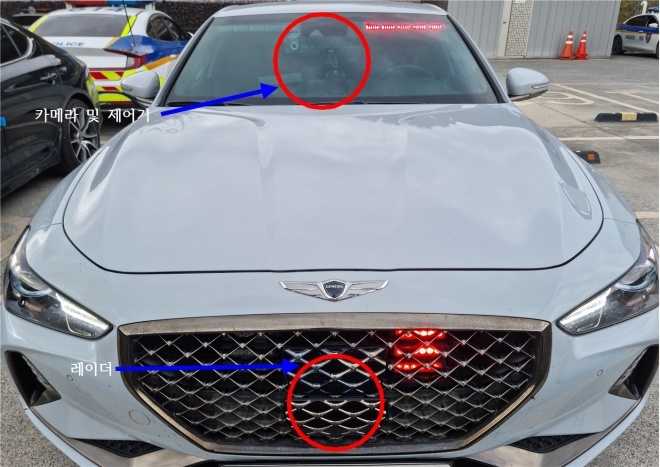 순찰차 탑재형 과속단속 시범운영.(사진제공=경남경찰청)