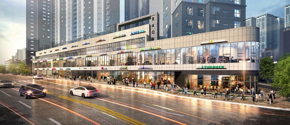 진천역 라온프라이빗 센텀 상업시설 투시도.