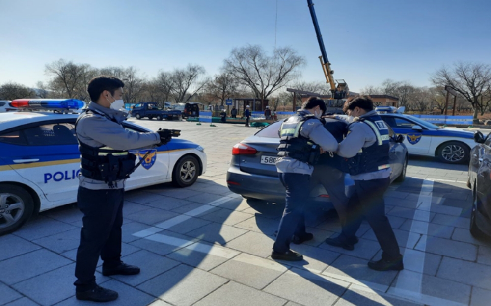 전자발찌 훼손 도주 대응 모의훈련. (사진제공=논산보호관찰소)
