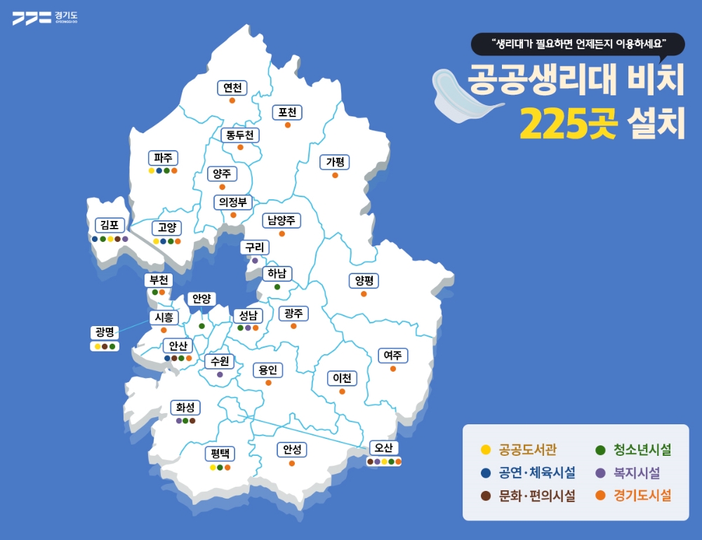 공공생리대 제공 공공기관 안내도