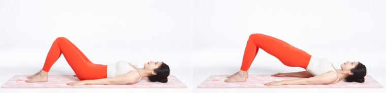 브릿지 동작. 사진=자생한방병원