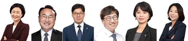 (우수의원 5명과 우수조례 대표발의 의원) 윤지영 노기섭 김광모 박민성 이정화/김민정.(사진=부산시의회홈페이지)