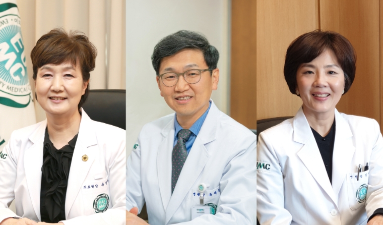 유경하 의료원장, 유재두 이대목동병원장, 임수미 이대서울병원장. 사진=이화의료원