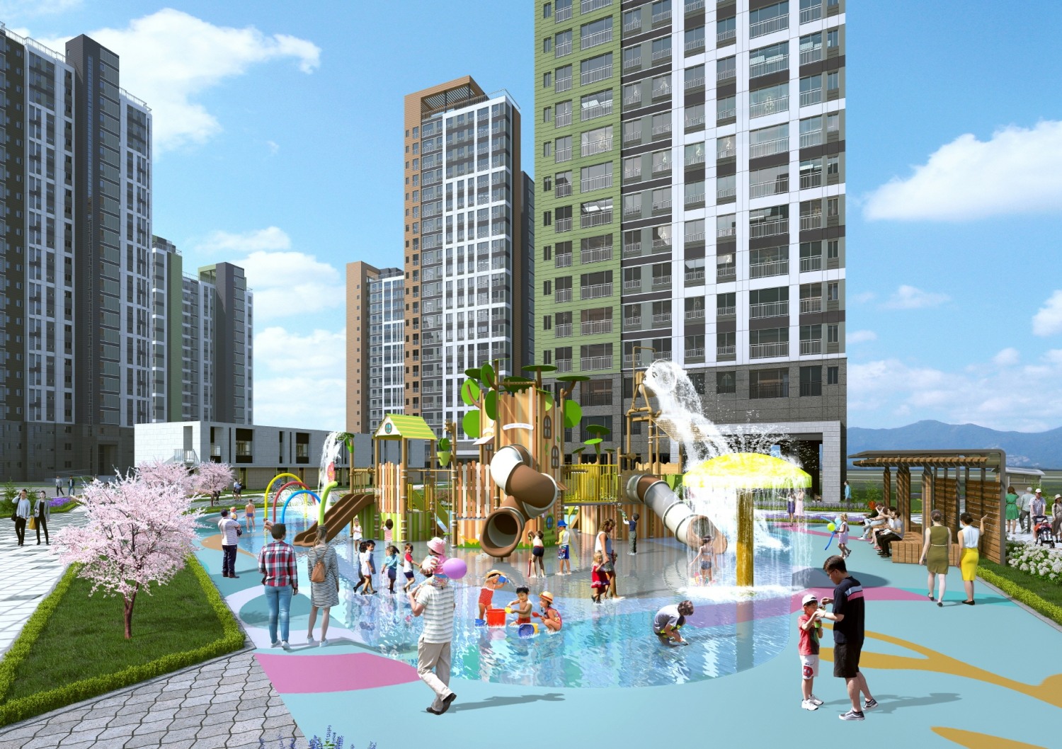 화성 유보라 아이비시티 단지 내 워터파크.(사진=반도건설)