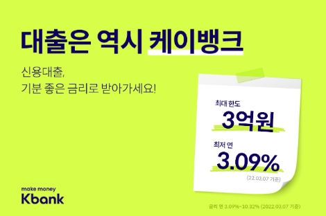 케이뱅크, 신용대출 등 주요 대출 상품 금리 인하