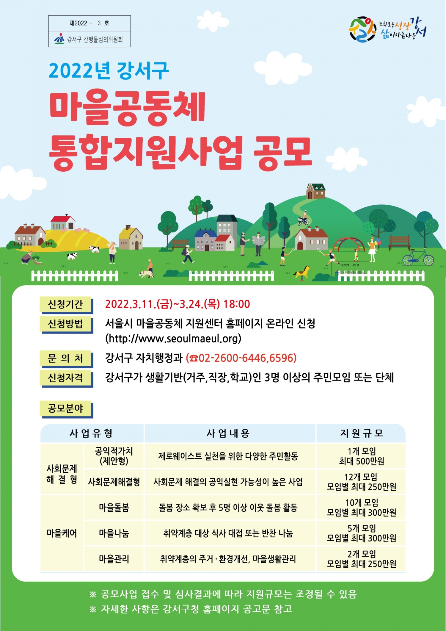 강서구, ‘2022년 마을공동체 통합공모사업’ 추진