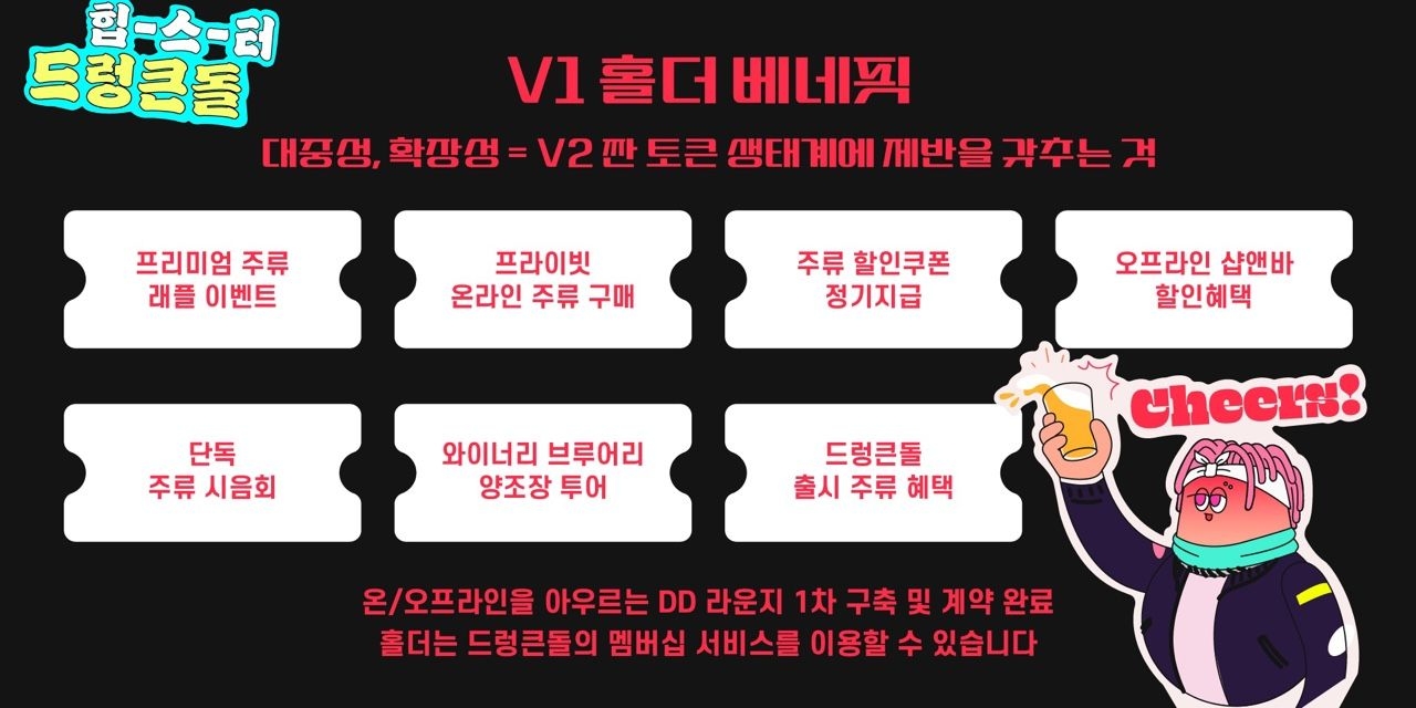 술 사주는 NFT, 드렁큰돌 16일 출시…드렁큰돌 V1 5,000개 NFT정식 런칭