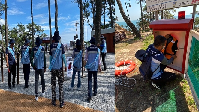 연안안전지킴이 안전계도 활동모습.(사진제공=울산해양경찰서)