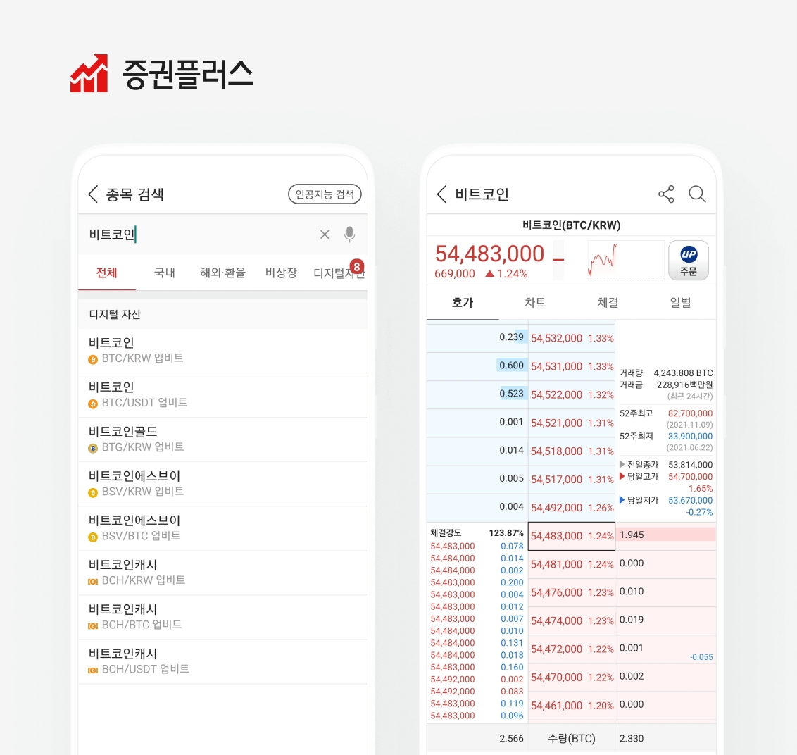 증권플러스, 업비트 디지털 자산 종목 · 시세 정보 연동