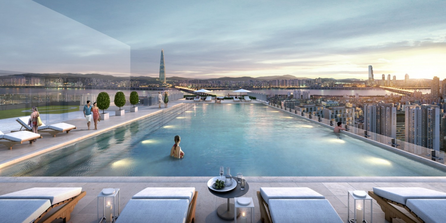 '아끌레르 광진'에 적용되는 루프탑 인피니티 풀