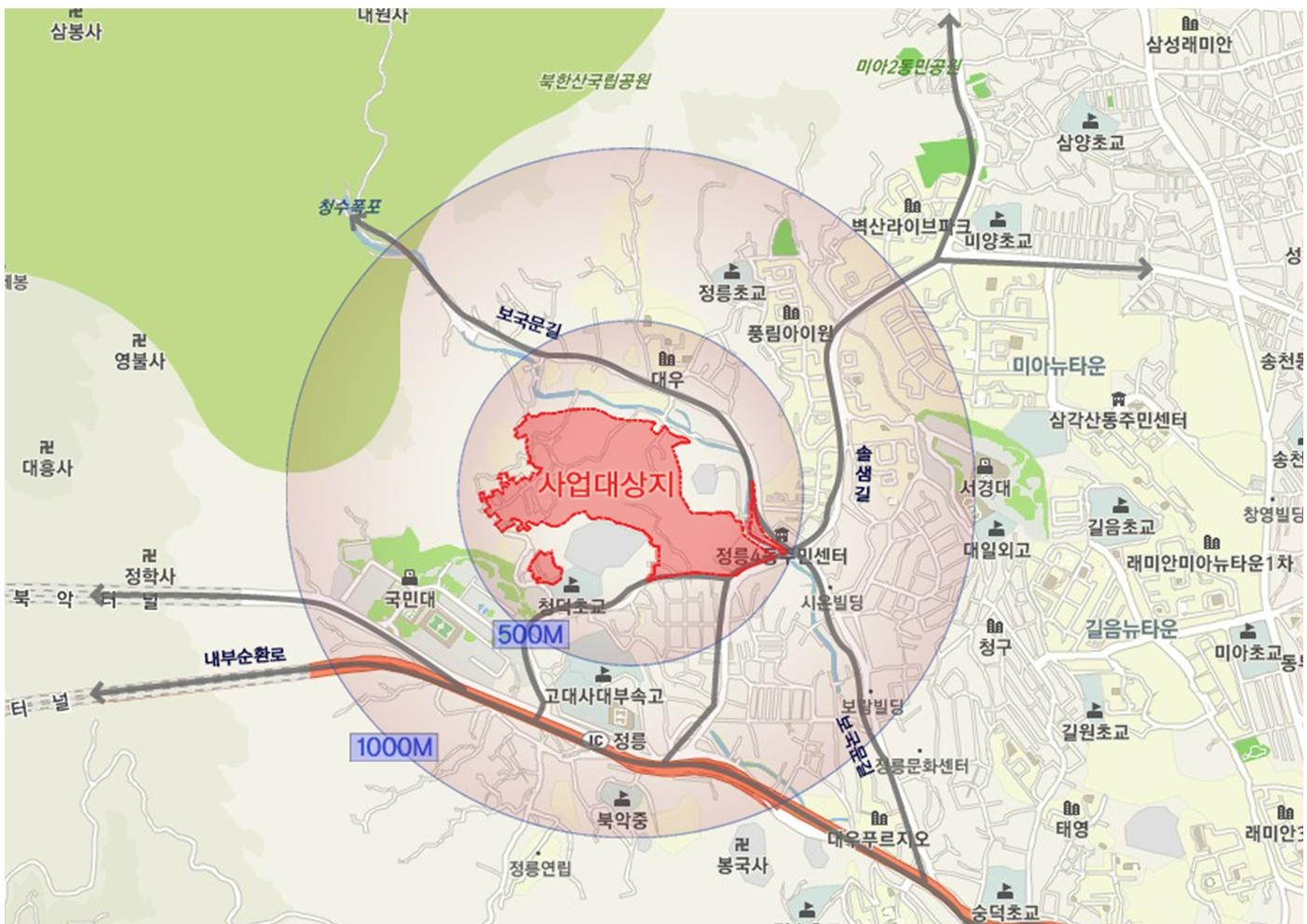 정릉골구역 재개발 위치도.(사진=서울특별시 정비사업 정보몽땅)