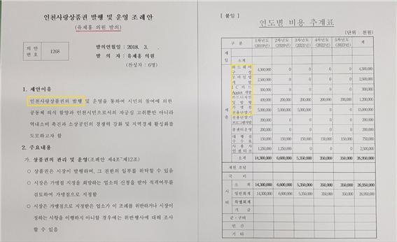 유제홍 후보 캠프에서 제공한 운영 조례안 사본