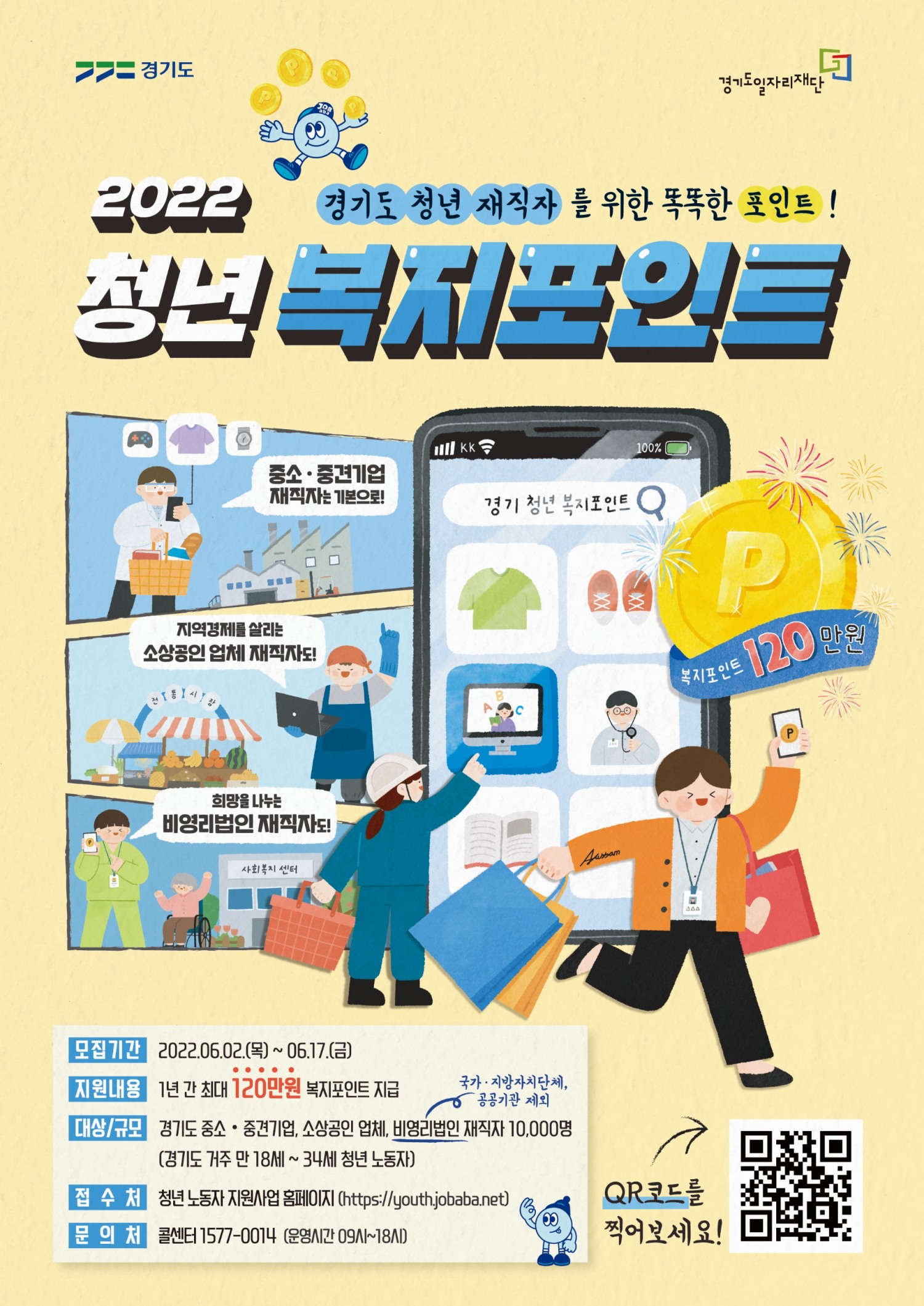 2022년 청년 복지포인트 1차 모집 포스터