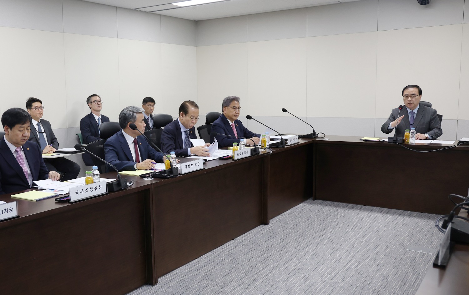 김성한 국가안보실장이 지난달 19일 용산 대통령실 청사 지하의 새 국가위기관리센터에서 국가안전보장회의(NSC) 상임위원회 회의를 주재하고 있는 모습. 사진=연합뉴스
