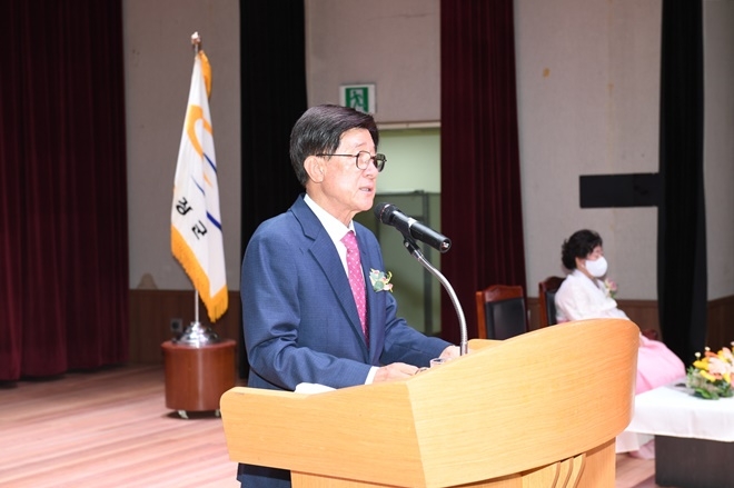 정종복 기장군수가 취임사를 하고 있다.(사진제공=부산 기장군)
