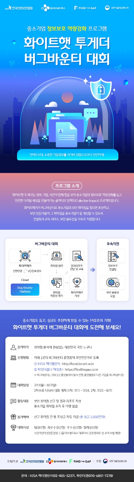 KISA-CJ올리브네트웍스, SW 취약점 찾는 버그바운티 대회 개최