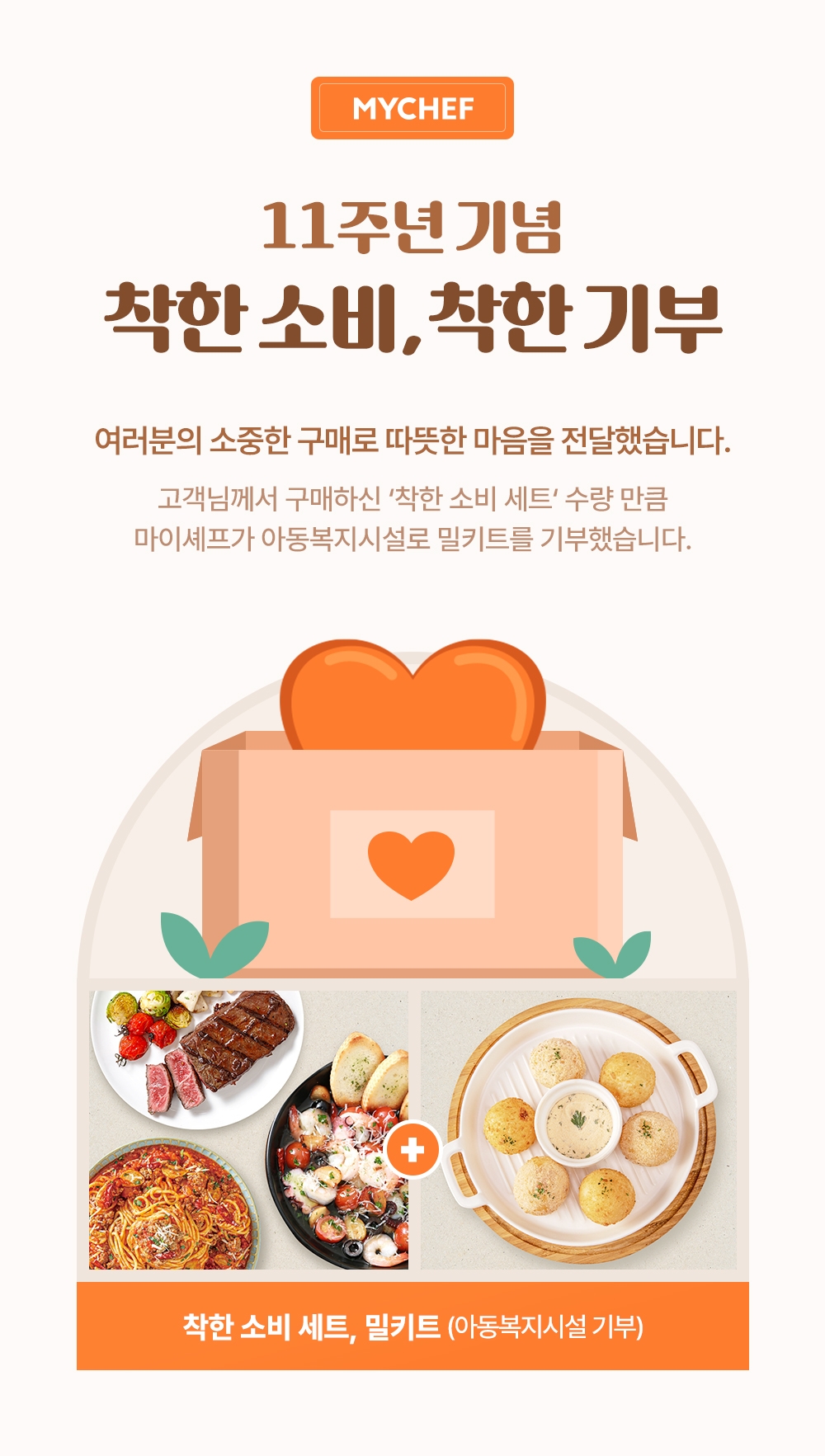 마이셰프, 창립 11주년 기념 ‘착한 소비, 착한 기부’ 캠페인 성료