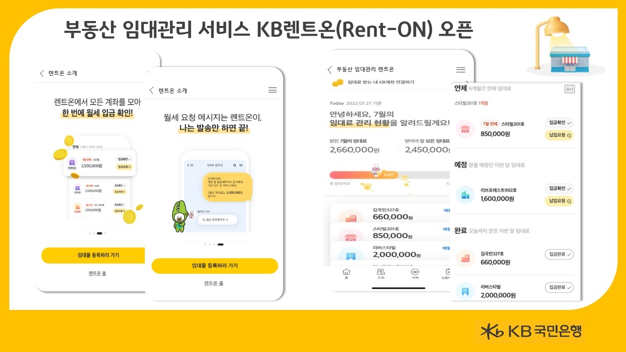KB국민은행, 부동산 임대관리 서비스 KB렌트온 오픈