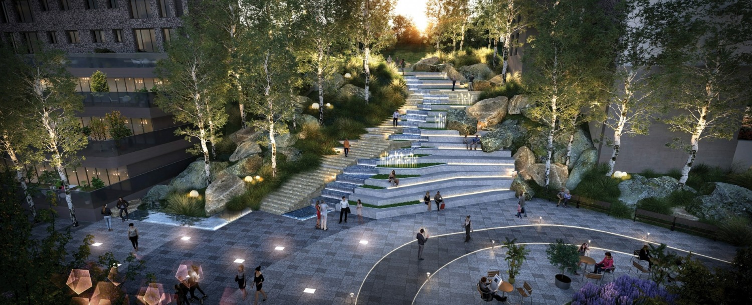 한남써밋의 기암괴석과 자작나무숲.(사진=대우건설)