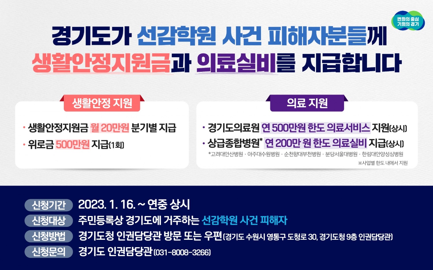 선감학원 사건 피해자 회복 지원 안내 자료