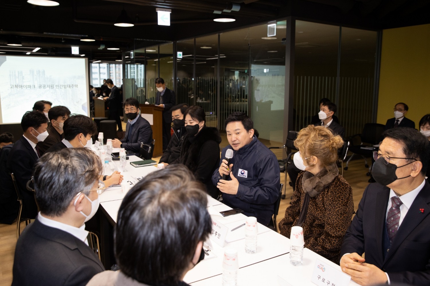 고척아이파크 공공지원 민간임대주택 입주 간담회에서 원희룡 장관.(사진=국토교통부)