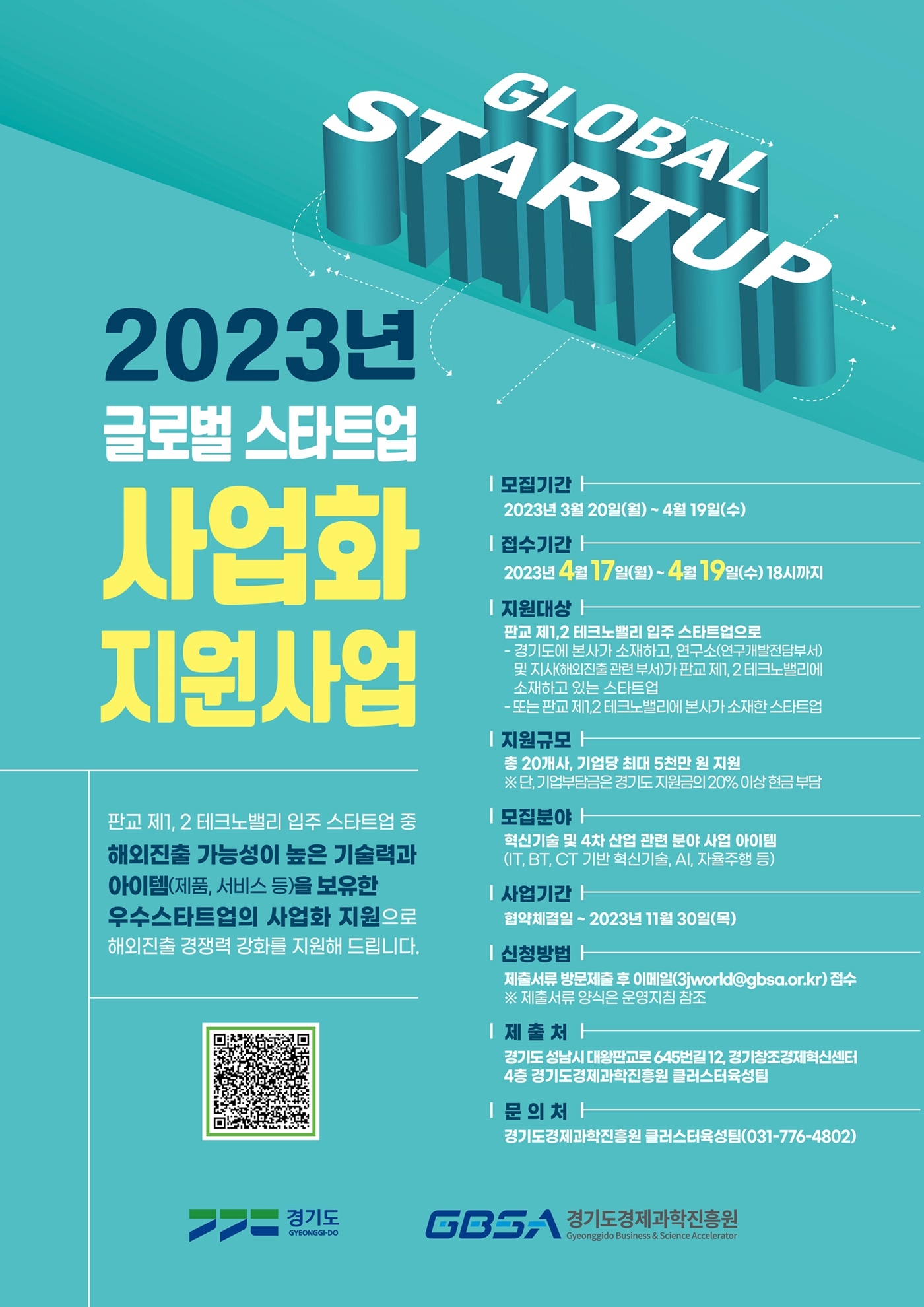 2023 글로벌스타트업 사업화지원 모집 안내