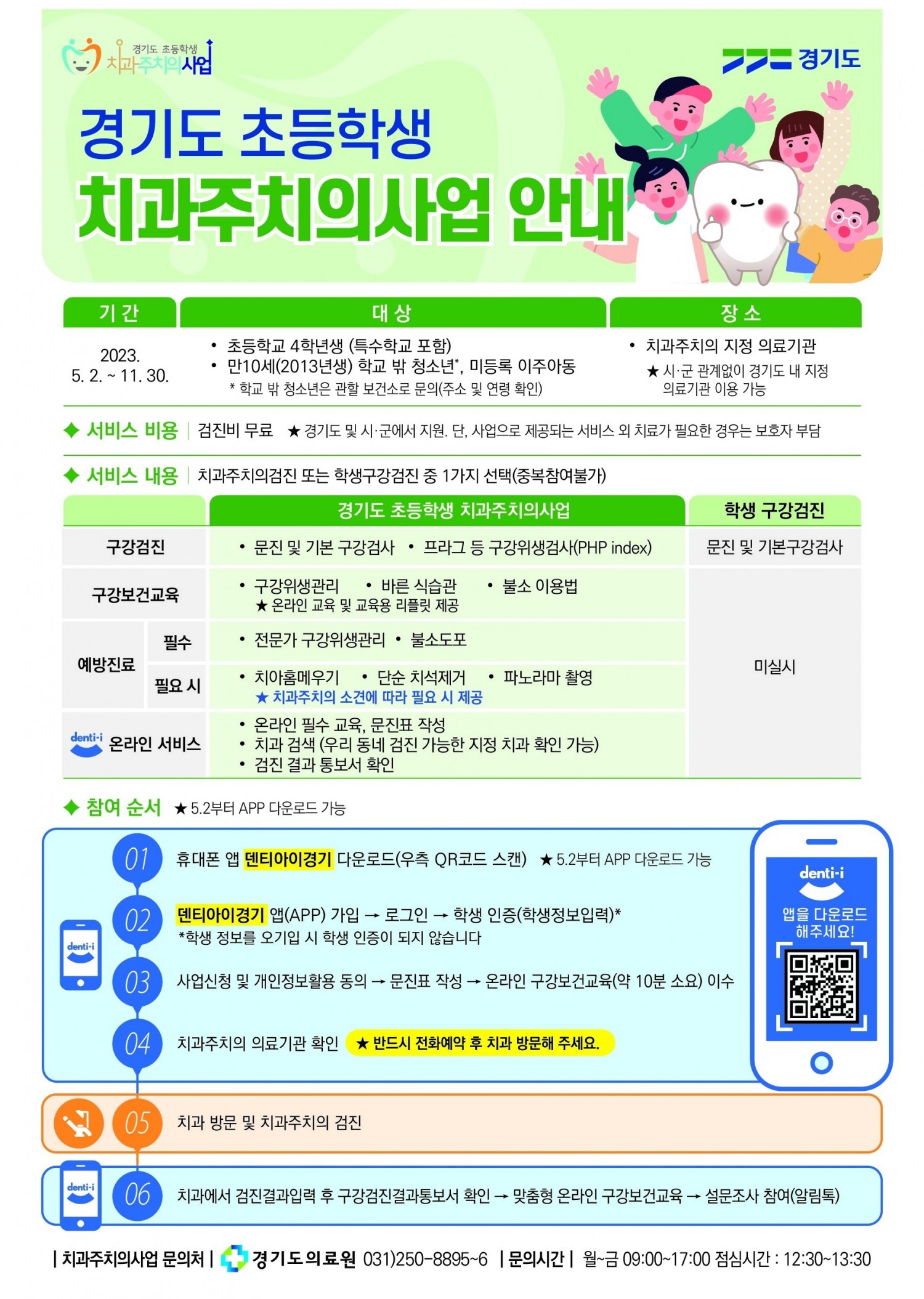 2023년 초등학생 치과주치의사업 포스터