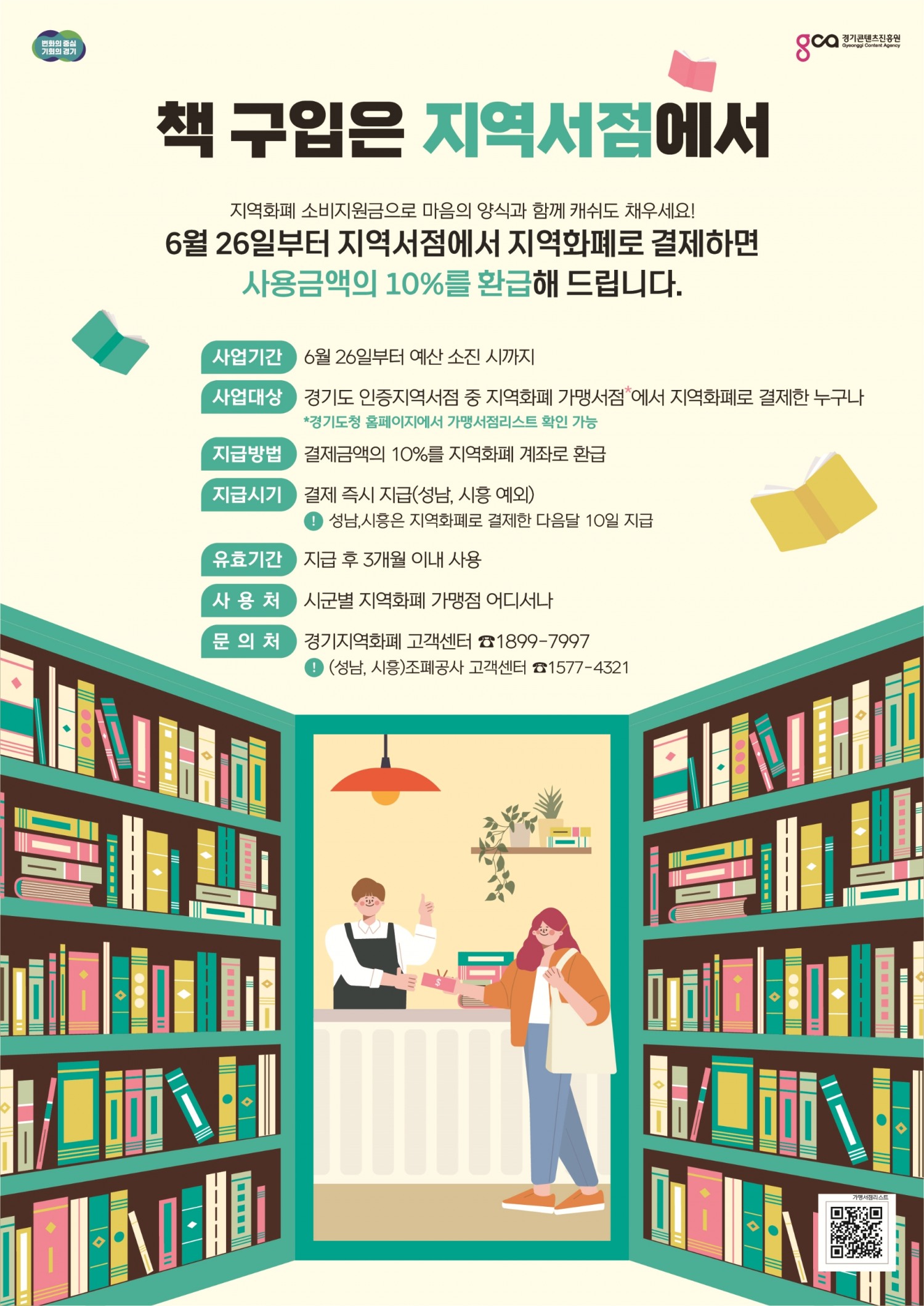 지역 서점 지역화폐 소비지원금 지급 사업 안내