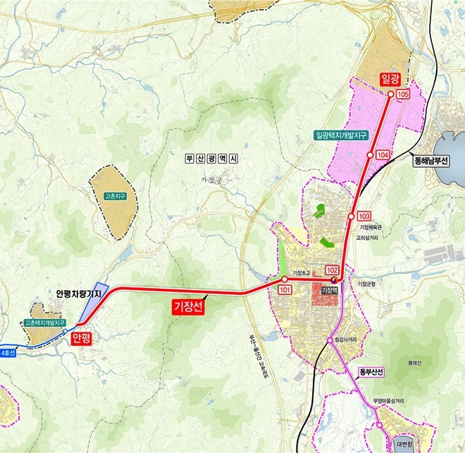 노선도(도시철도 기장선).(제공=부산 기장군)